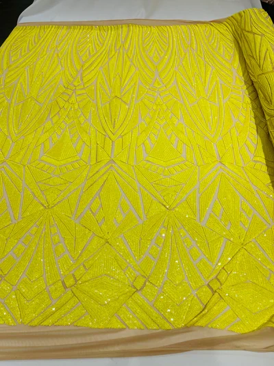 Geometric Sequin Stretch Mesh Fabric / Sold by the Yard - Image 16
