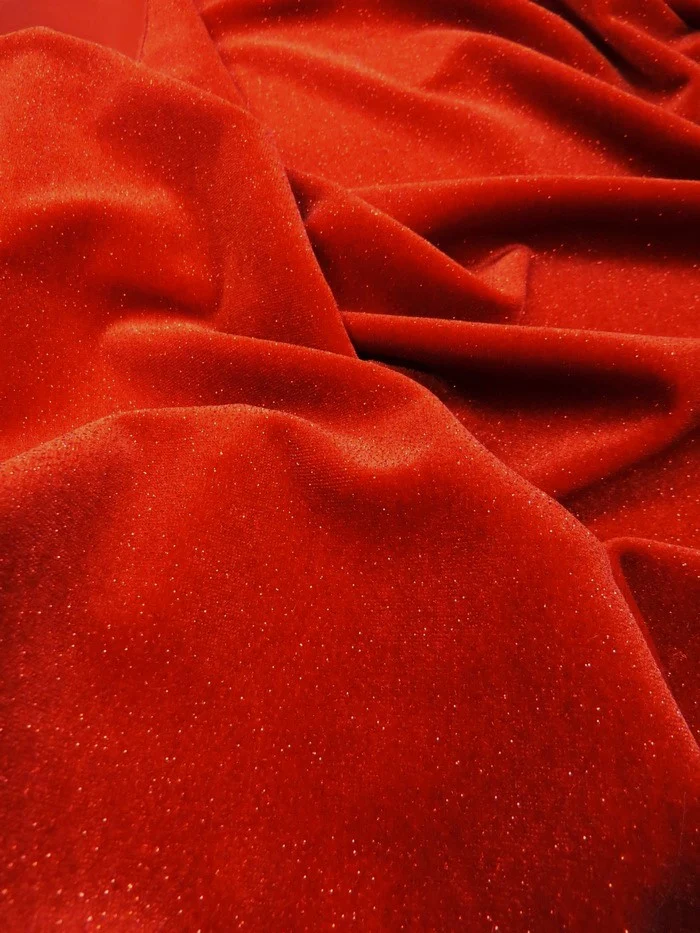GLITTER STRETCH VELVET 360 GRAMS SPANDEX FABRIC / Pink / Sold by the Yard - Image 2