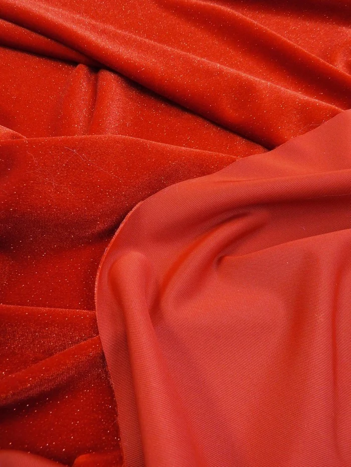 GLITTER STRETCH VELVET 360 GRAMS SPANDEX FABRIC / Pink / Sold by the Yard - Image 3