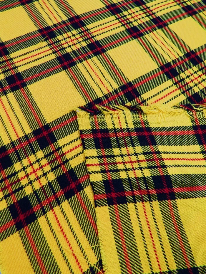 Golden Plaid Poly Poplin Fabric - Image 4