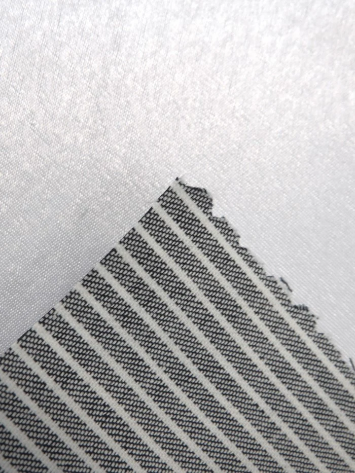 Gray with Natural Stripe Cotton Stretch Denim - Image 3