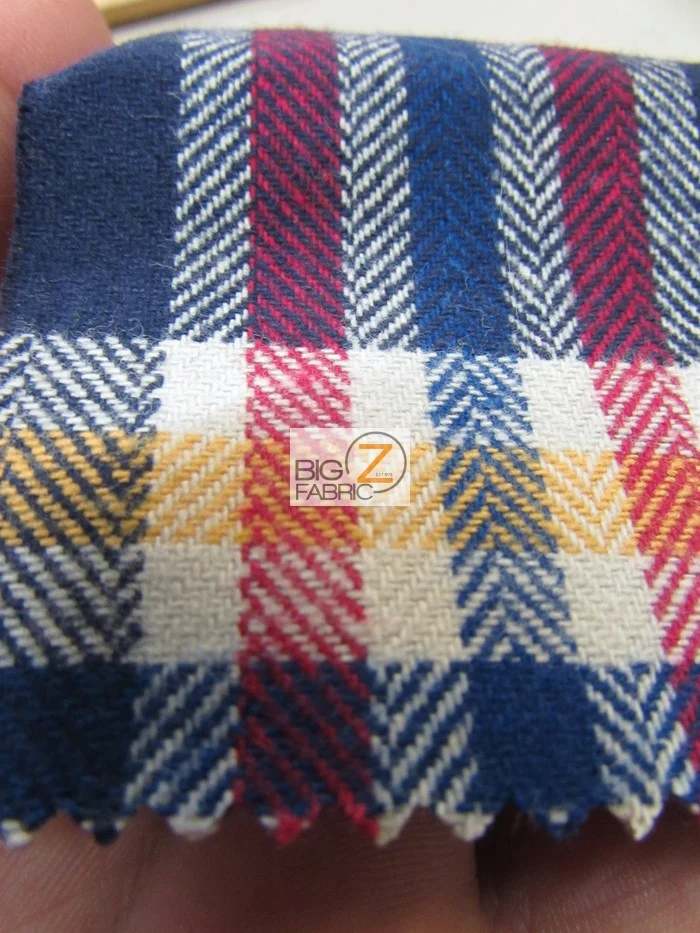 Heavy Tartan Plaid Uniform Apparel Flannel Fabric / Navy/Red/Yellow / Sold By The Yard - Image 3