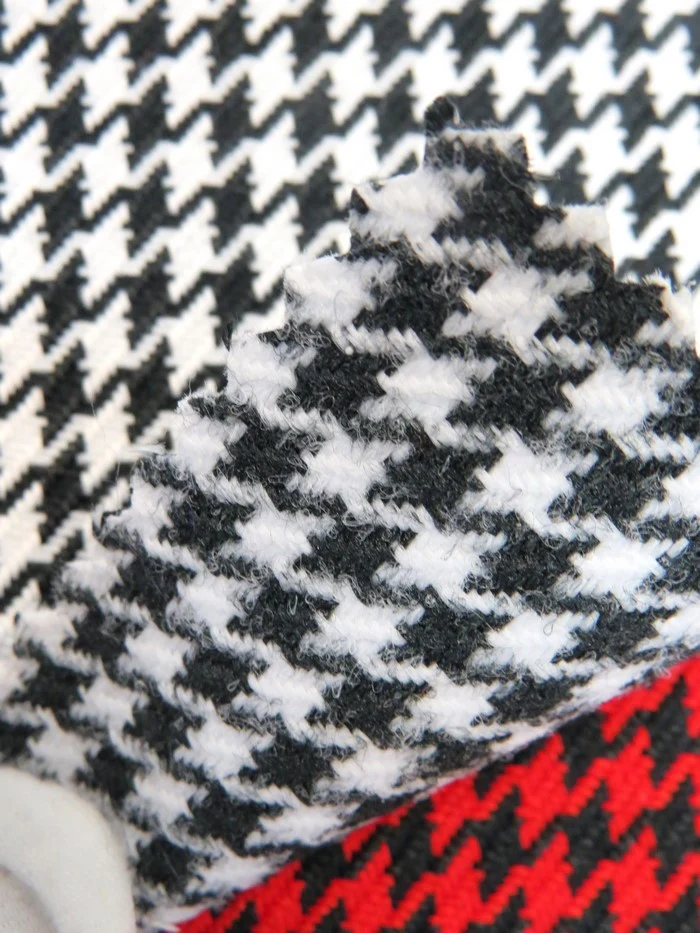Houndstooth Upholstery Fabric / Crimson/Black / Sold By The Yard - Image 3