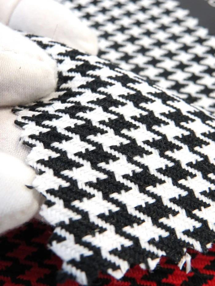 Houndstooth Upholstery Fabric / Dark Red/Black / Sold By The Yard - Image 4