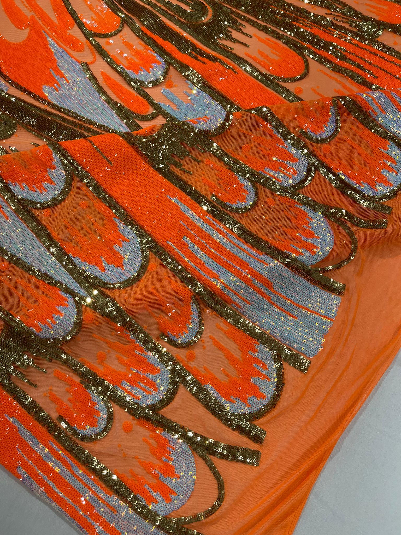 Feather Wing Iridescent Sequin Stretch Mesh Fabric / Sold by the Yard - Image 13