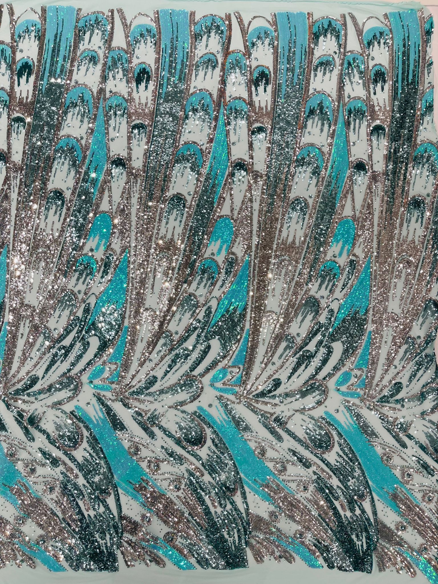 Feather Wing Iridescent Sequin Stretch Mesh Fabric / Sold by the Yard - Image 17