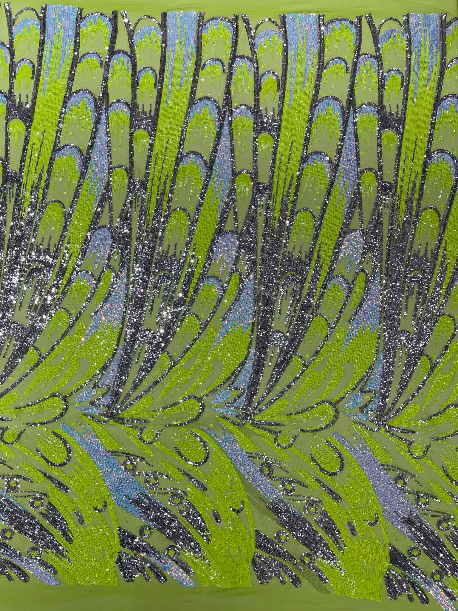 Feather Wing Iridescent Sequin Stretch Mesh Fabric / Sold by the Yard - Image 20