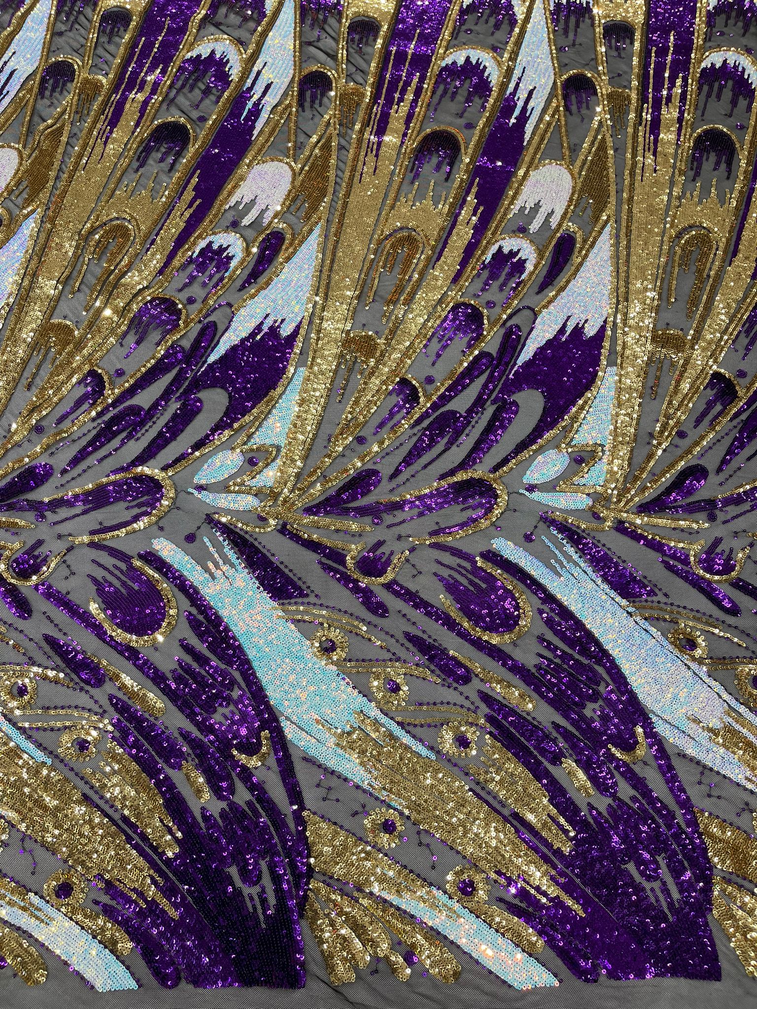 Feather Wing Iridescent Sequin Stretch Mesh Fabric / Sold by the Yard - Image 25
