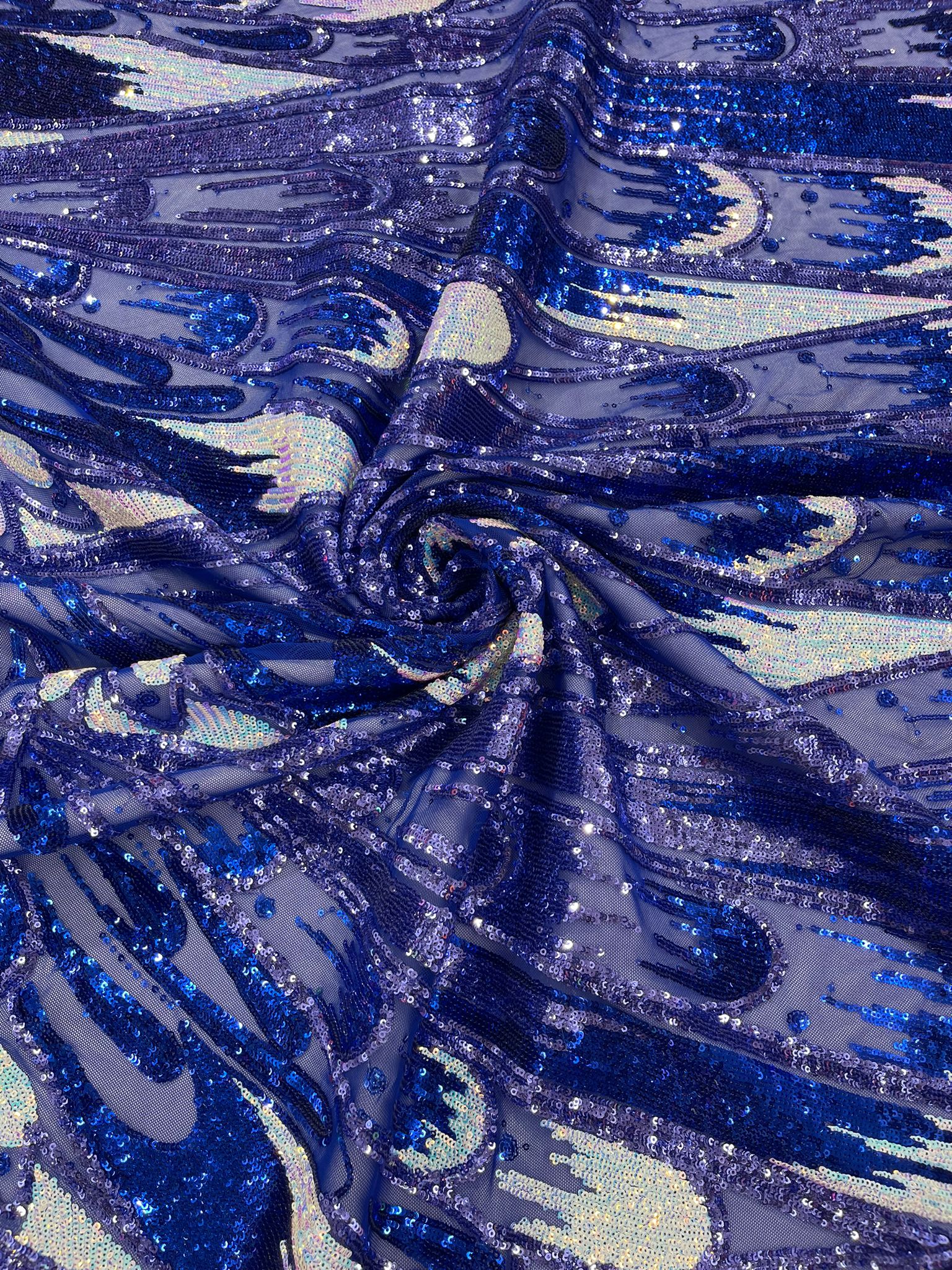 Feather Wing Iridescent Sequin Stretch Mesh Fabric / Sold by the Yard - Image 3