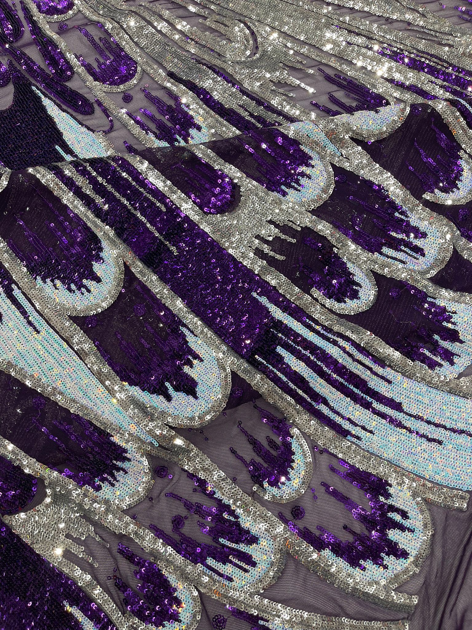 Feather Wing Iridescent Sequin Stretch Mesh Fabric / Sold by the Yard - Image 7