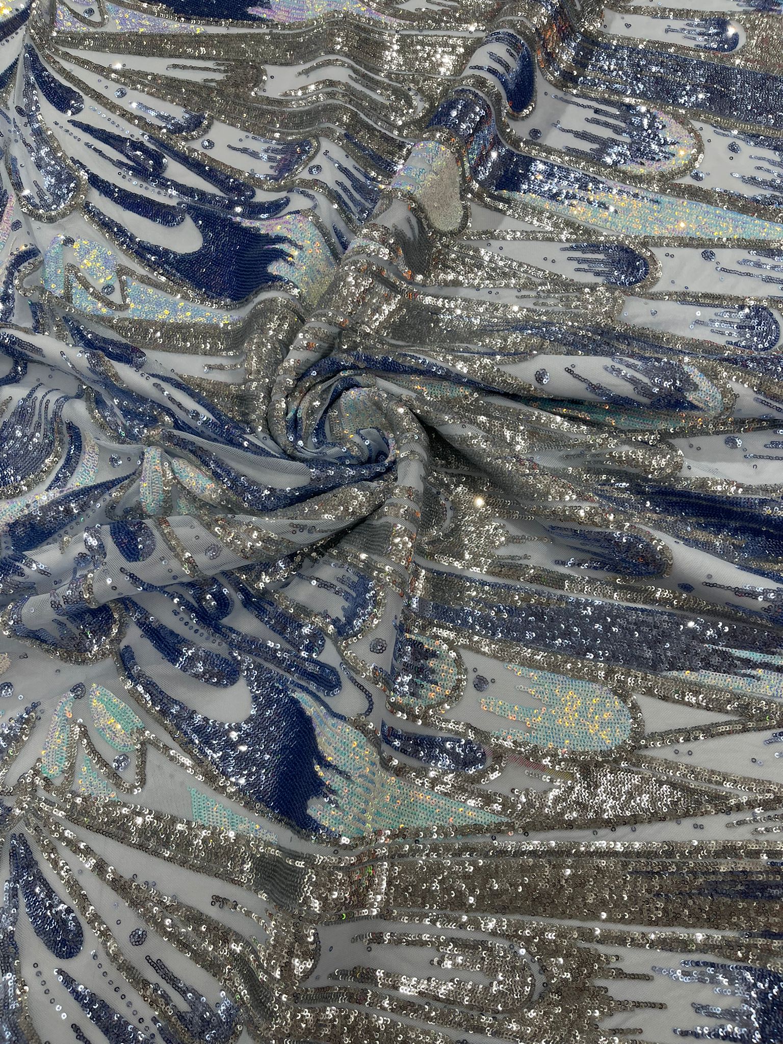 Feather Wing Iridescent Sequin Stretch Mesh Fabric / Sold by the Yard - Image 9
