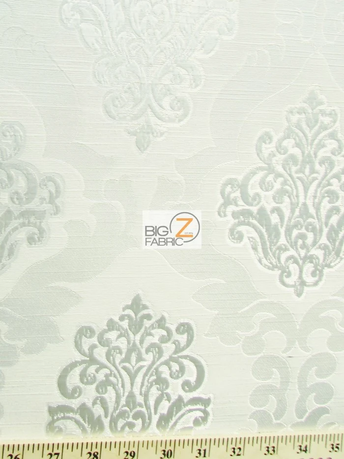 Medieval 2 Tone Damask Upholstery Fabric / Snow / Sold By The Yard - Image 2