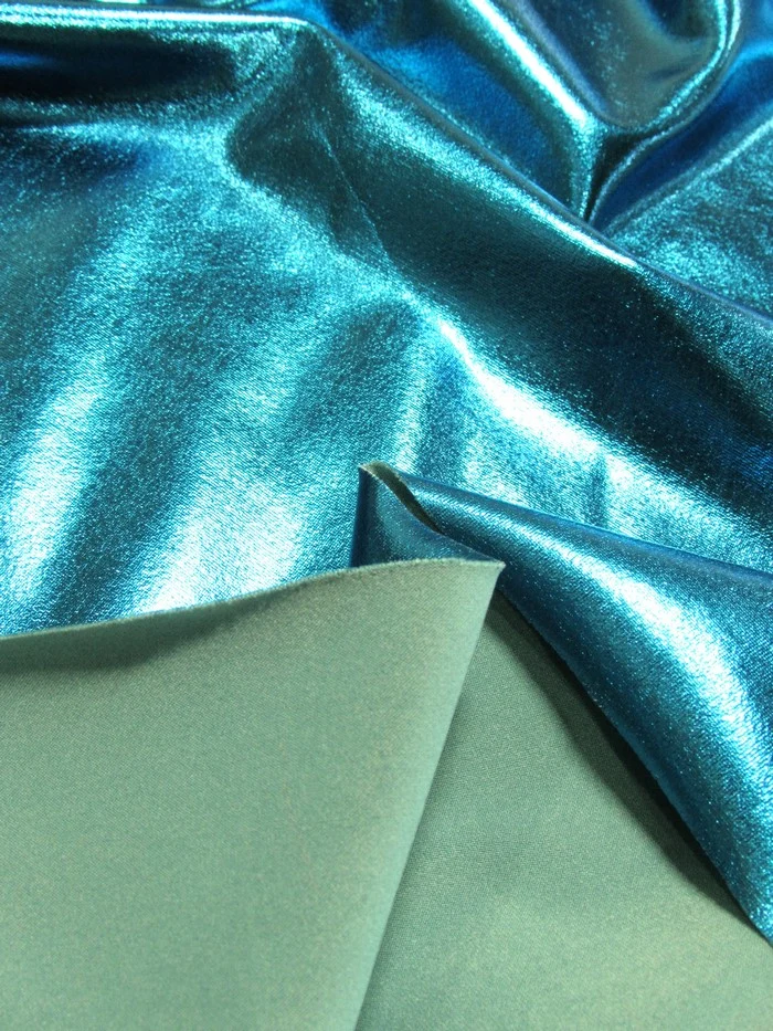 Metallic Foil Spandex Fabric / Green / Stretch Lycra Sold By The Yard - Image 3