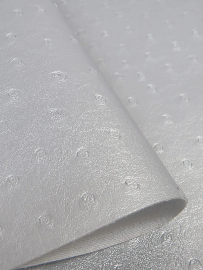 Metallic Silver Classic Ostrich Upholstery Vinyl Fabric / By The Roll - 30 Yards - Image 3