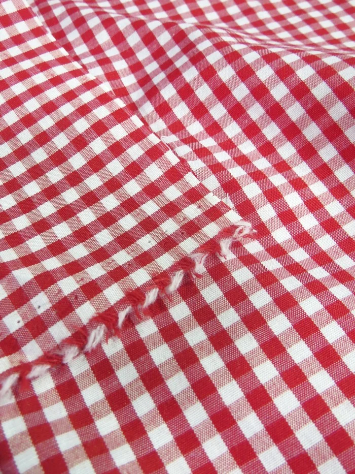 Mini Checkered Gingham Poly Cotton Printed Fabric / Burgundy / Sold By The Yard - Image 4