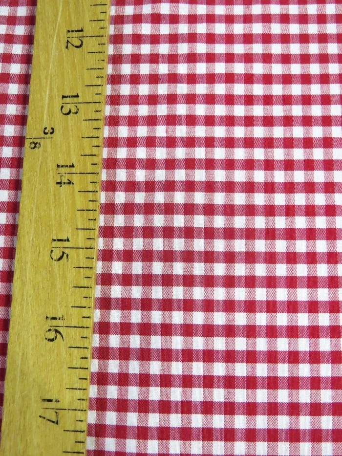 Mini Checkered Gingham Poly Cotton Printed Fabric / Pink / Sold By The Yard - Image 2