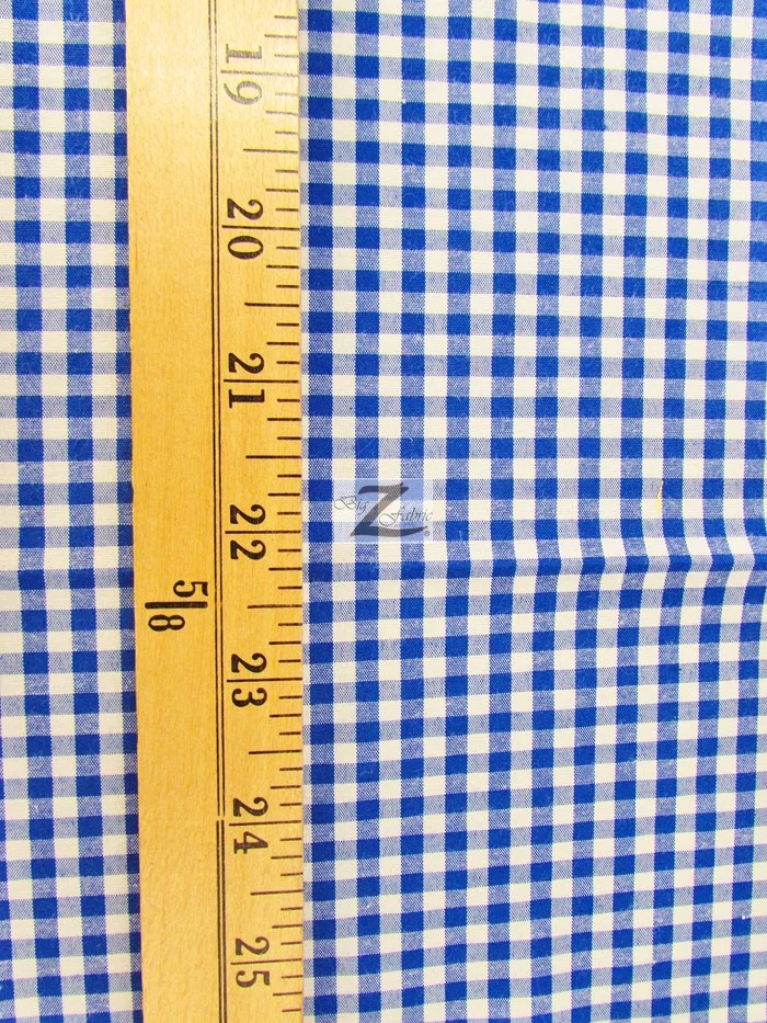 Mini Checkered Gingham Poly Cotton Printed Fabric / Turquoise / 50 Yard Bolt - Image 2