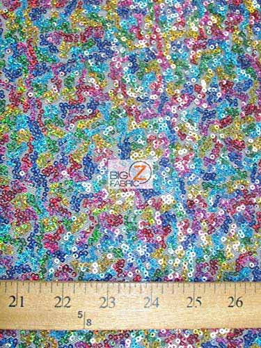 Mini Disc Sequin Nylon Mesh Fabric / Matte Charcoal / Sold By The Yard - Image 2