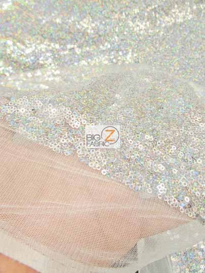 Mini Disc Sequin Nylon Mesh Fabric / Shiny Silver / Sold By The Yard - Image 3