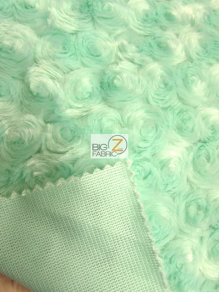 Turquoise Minky Rose/Rosette Floral Baby Soft Fabric / Sold By The Yard - Image 4