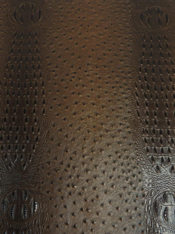 Grizzly Brown Mutant Ostrich Gator Embossed Vinyl Fabric / Sold By The Yard - Image 2