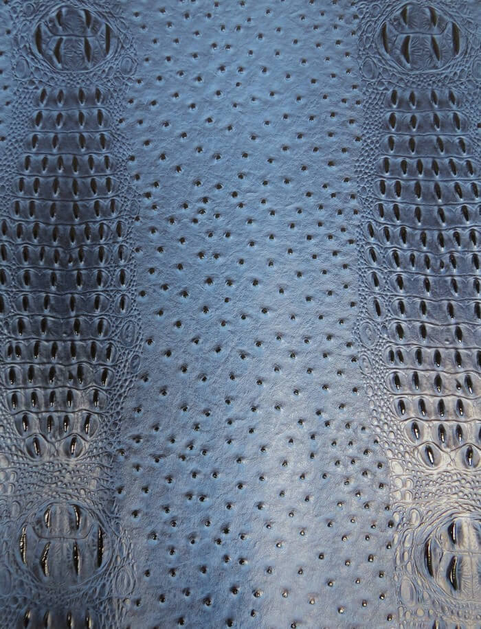 Raging Blue Mutant Ostrich Gator Embossed Vinyl Fabric / Sold By The Yard - Image 2