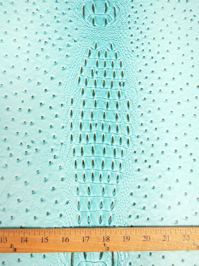 Raging Blue Mutant Ostrich Gator Embossed Vinyl Fabric / Sold By The Yard - Image 3