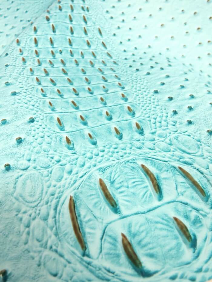 Raging Blue Mutant Ostrich Gator Embossed Vinyl Fabric / Sold By The Yard - Image 4