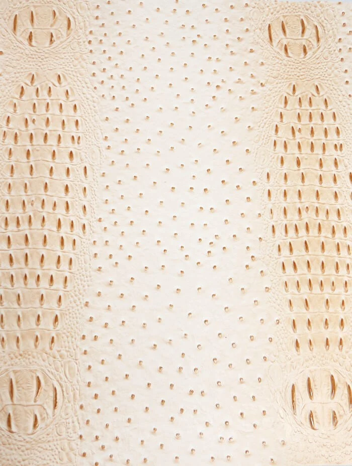 Mutant Ostrich Gator Embossed Vinyl Fabric / Smore Cream / By The Roll - 30 Yards - Image 2