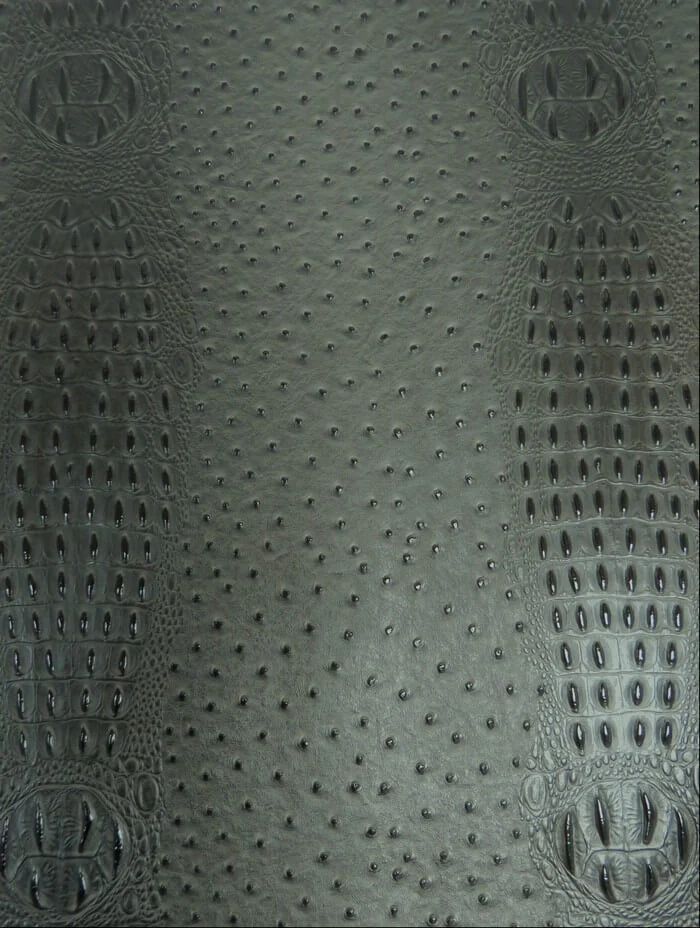 Mutant Ostrich Gator Embossed Vinyl Fabric / Wild Charcoal / By The Roll - 30 Yards - Image 2