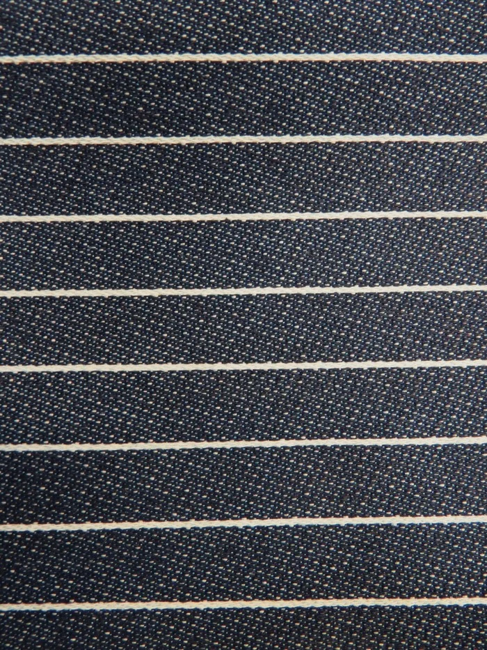 Navy Stripe 6.7oz Poly-Cotton Denim