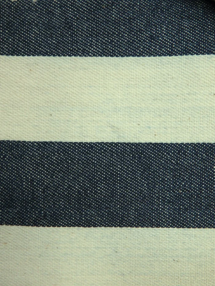 Navy with 1" Stripe 100% Cotton Yard Dye Denim