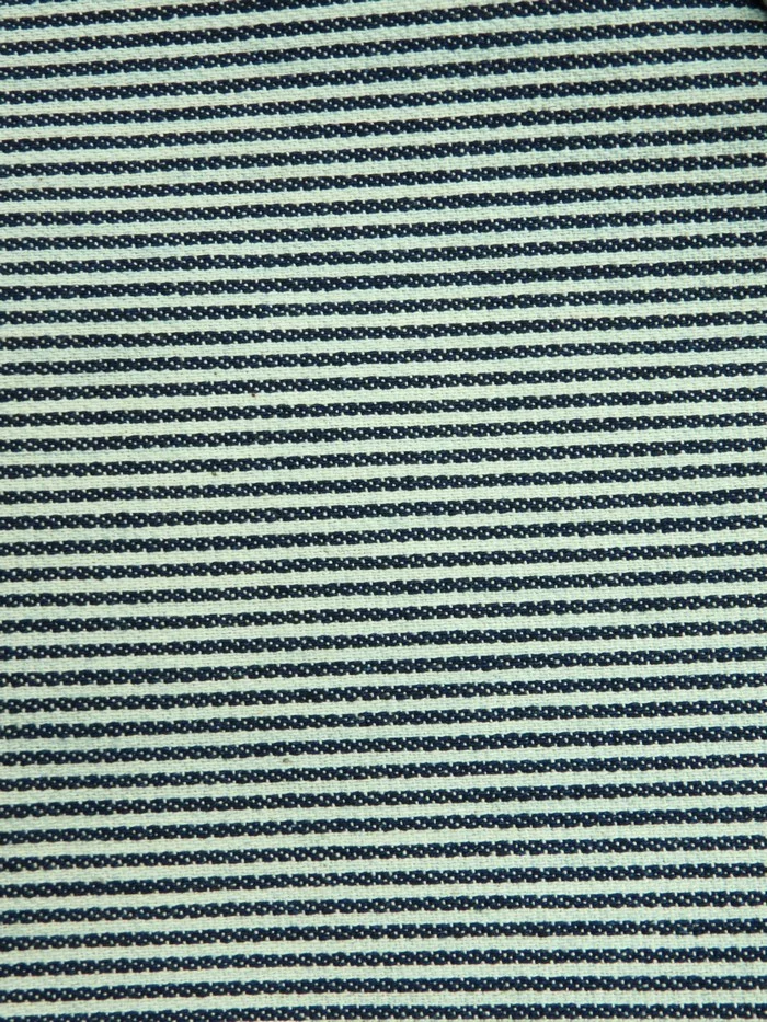 Navy with Natural Small Stripe 100% Cotton Denim