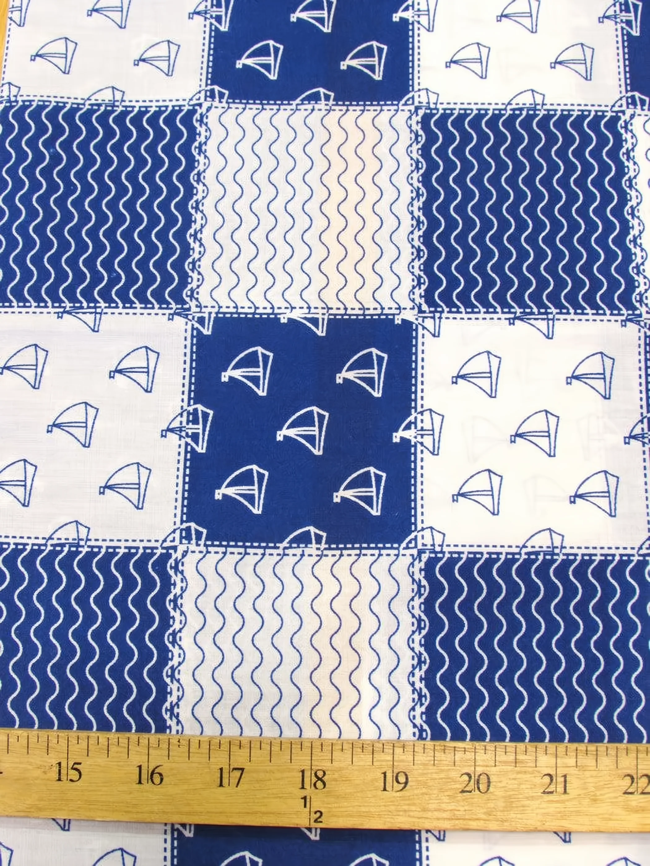 Ocean Sailboats Poly Cotton Printed Fabric / Blue / Sold By The Yard