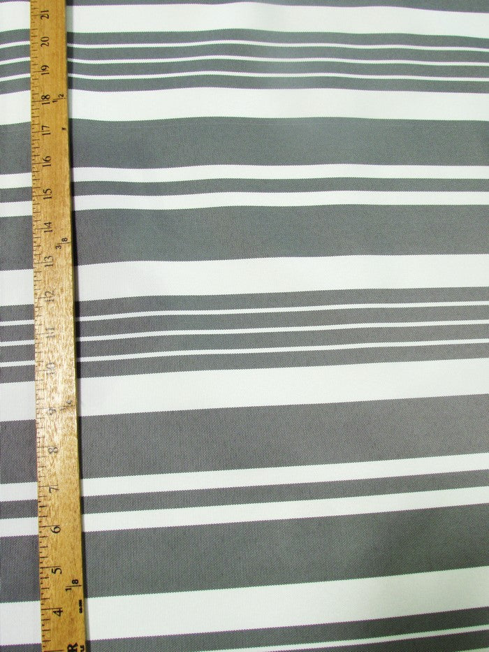 Oxford Stripe Outdoor Canvas Waterproof Fabric / Gray / Sold By The Yard - Image 2