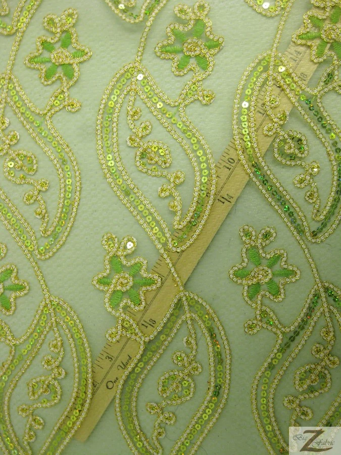 Petal Mesh Sequin Fabric / Gold / Sold By The Yard - Image 2