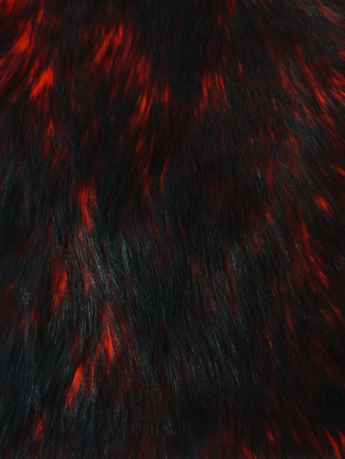 Red/Black Poison Spike Shag Faux Fur Fabric / Sold by the Yard - Image 2