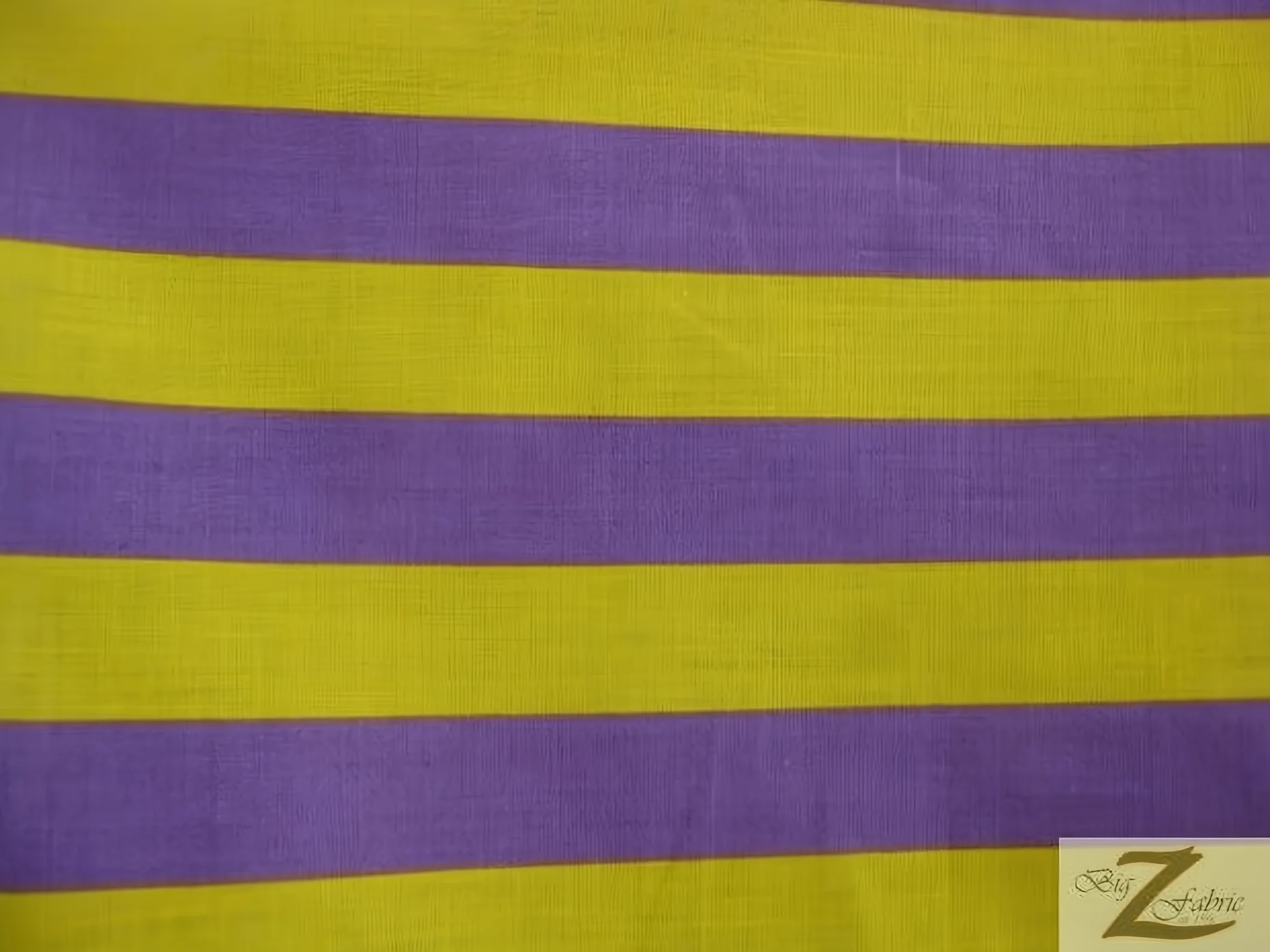 Poly Cotton 1 Inch Stripe Fabric  / Purple/Yellow / Sold By The Yard