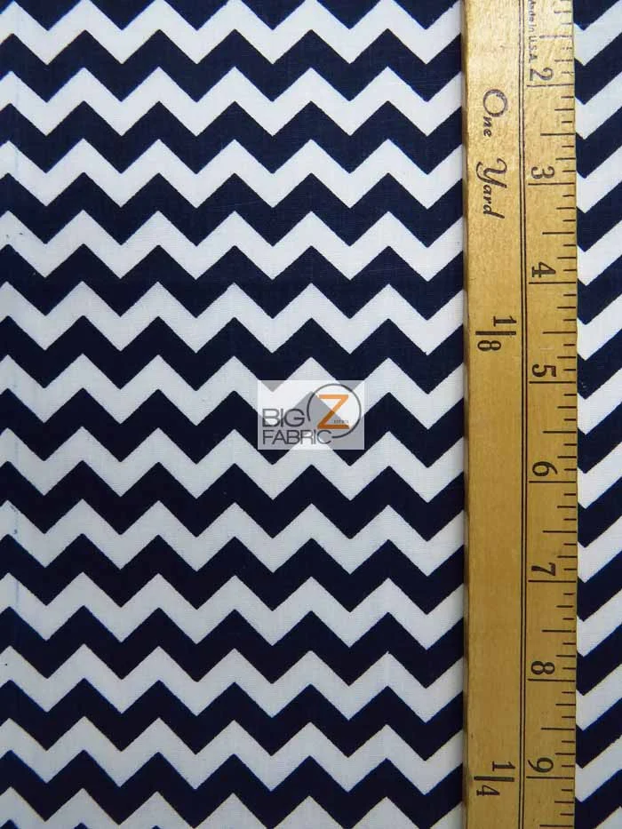 Poly Cotton Fabric .4" Zig Zag Chevron / Black/White / 50 Yard Bolt - Image 2