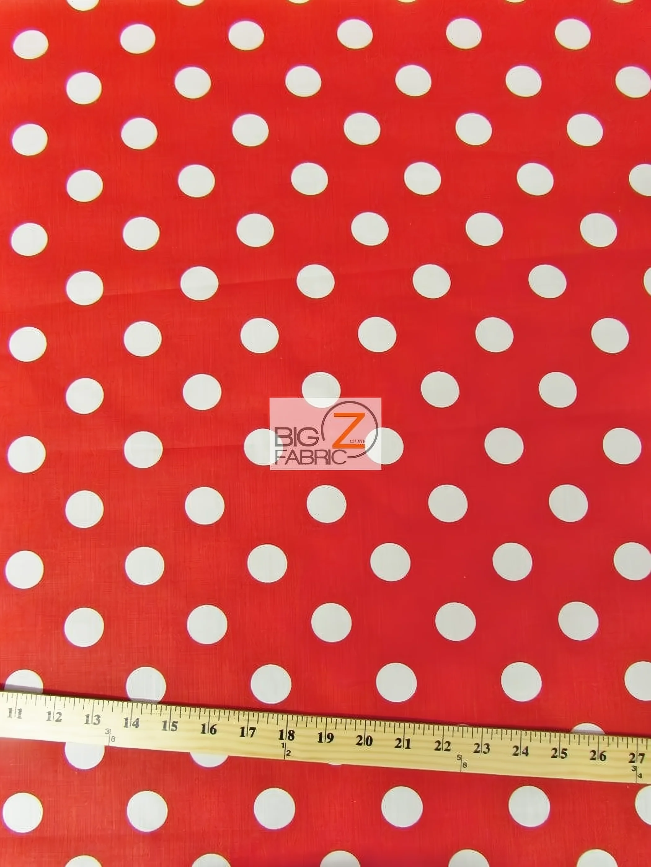 Poly Cotton Printed Fabric Big Polka Dots / Red/White Dots / 50 Yard Bolt