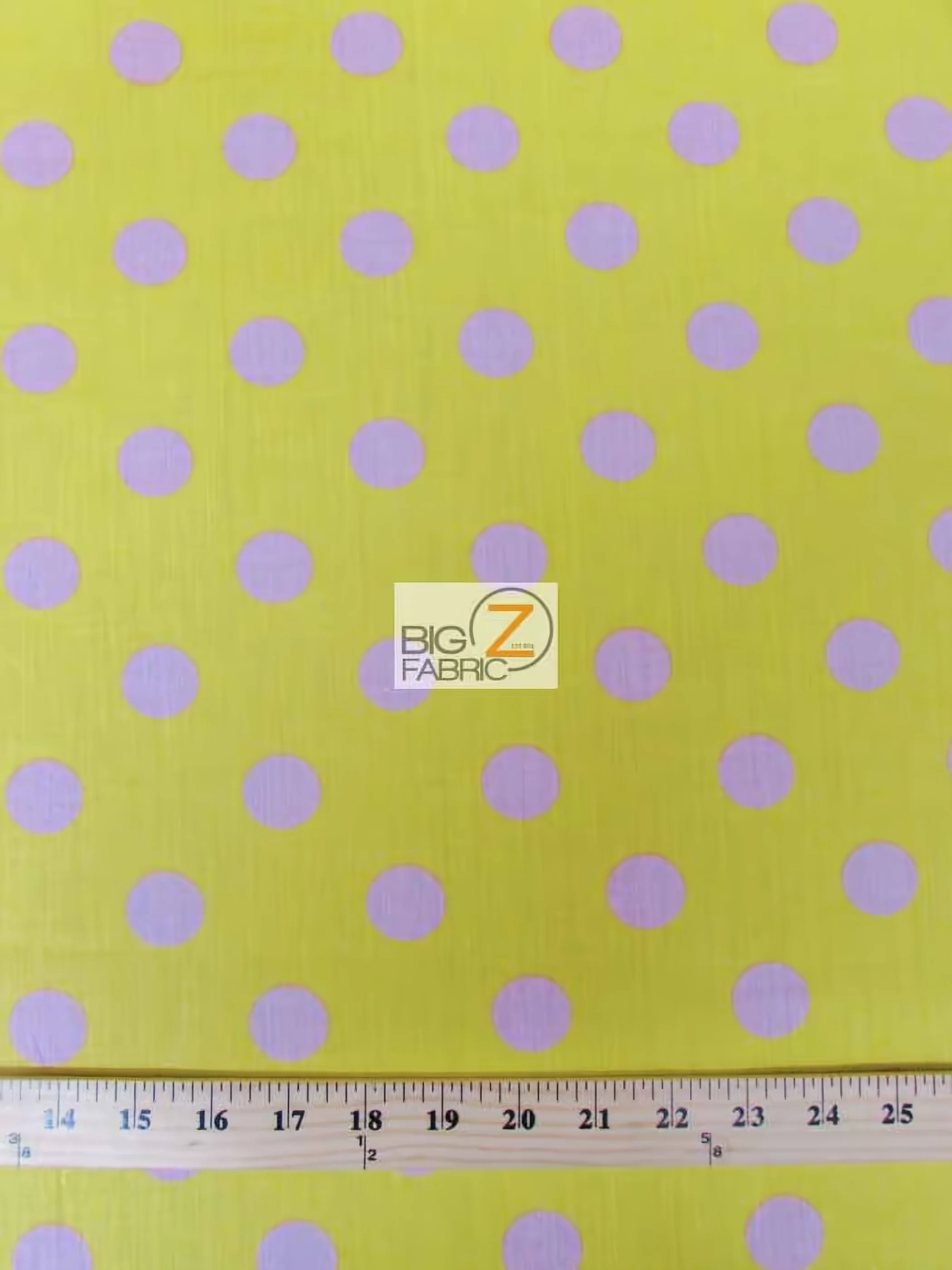 Poly Cotton Printed Fabric Big Polka Dots / Yellow/Pink Dots / 50 Yard Bolt