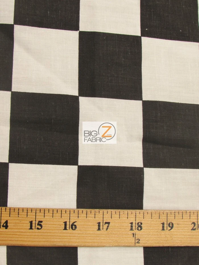 Poly Cotton Printed Fabric Square Checkered / Giant Black/White / Sold By The Yard - Image 3