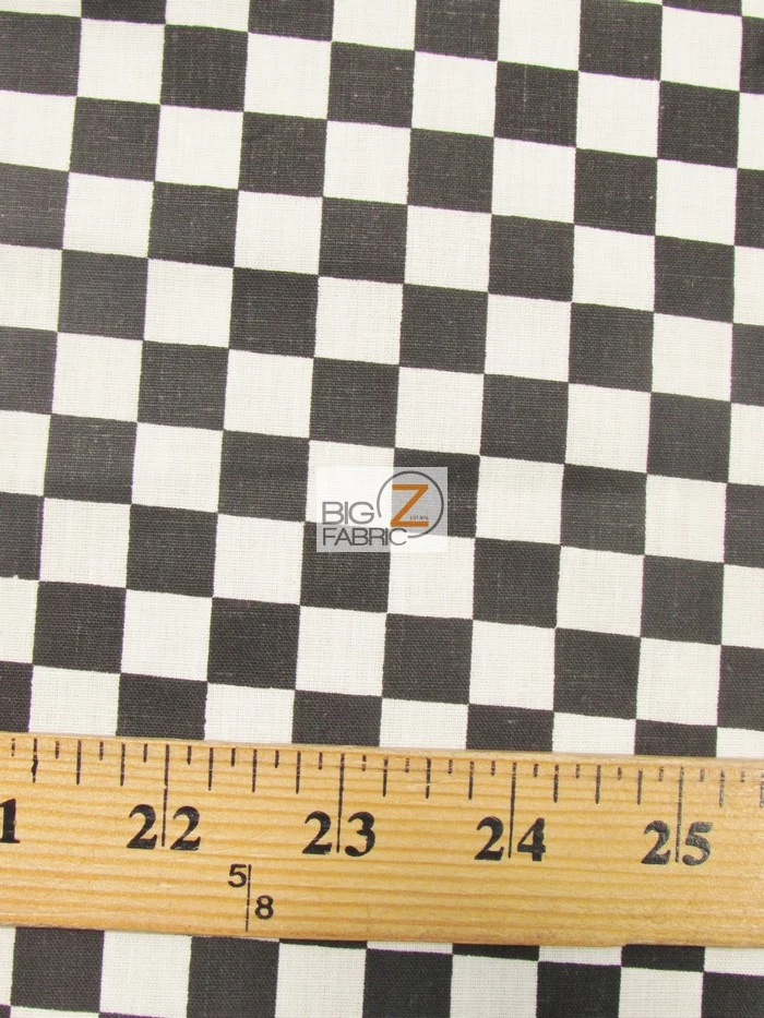 Poly Cotton Printed Fabric Square Checkered / Mini Black/White / Sold By The Yard - Image 3