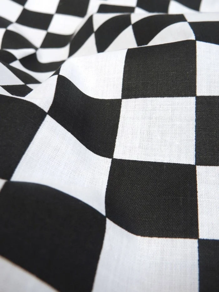 Poly Cotton Printed Fabric Square Checkered / Pink/White / Sold By The Yard - Image 5