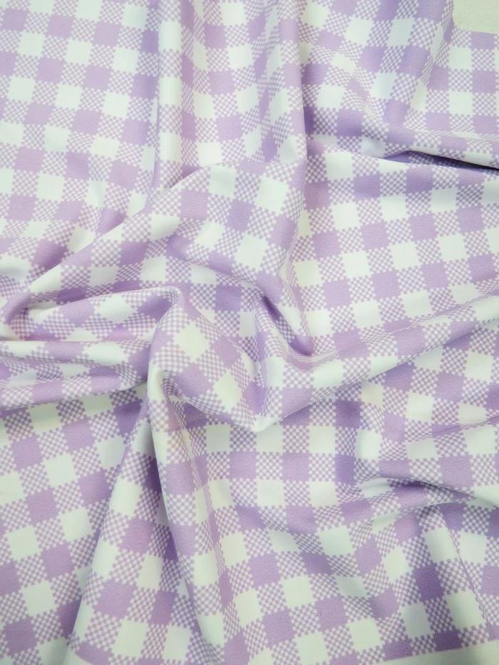 Printed Spandex Fabric – Checkered Lavender - Image 2