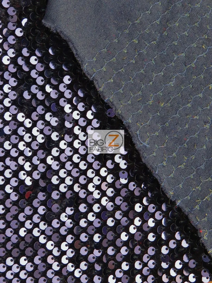Rain Drop Sequin Stretch Velvet Fabric / Eggplant / Sold By The Yard Closeout!!! - Image 2
