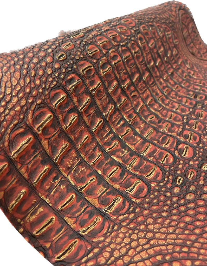 Red/Gold Metallic Caiman Gator Vinyl - Image 3
