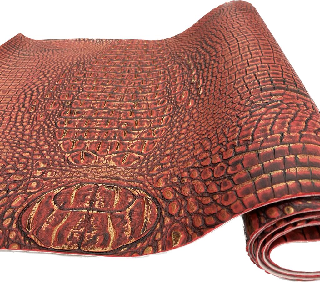 Red/Gold Metallic Caiman Gator Vinyl / 30 Yard Roll - Image 2