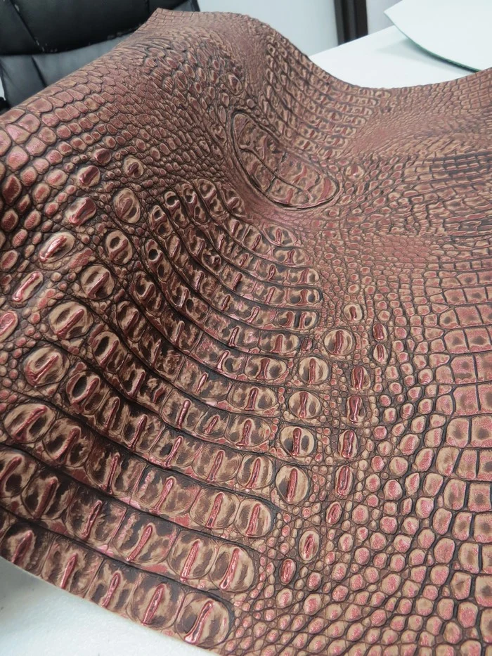 Rose Bronze Metallic Caiman Gator Vinyl / Sold by the Yard - Image 3