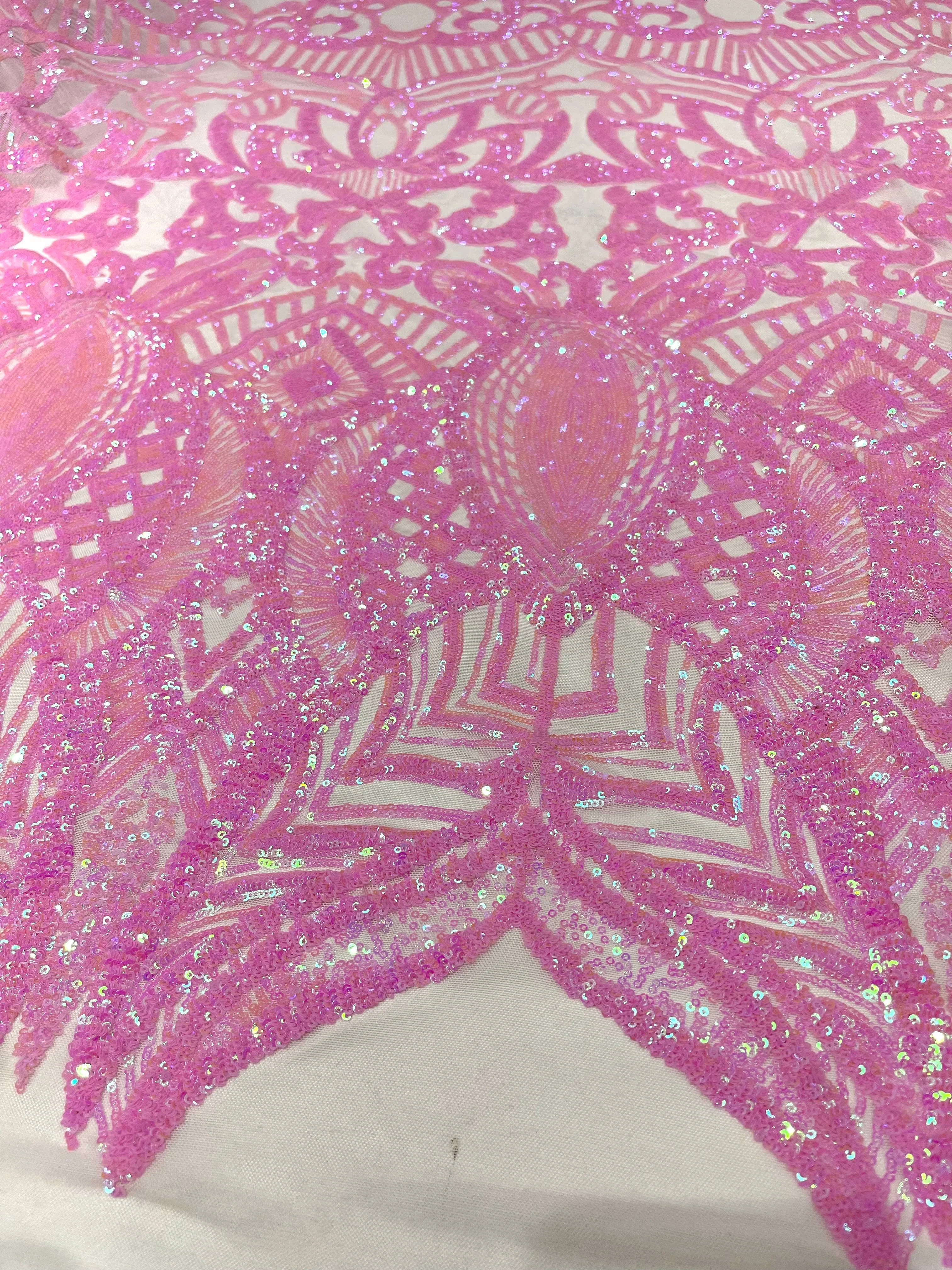 Royalty Damask Iridescent Sequin Stretch Mesh Fabric / Sold by the Yard - Image 12